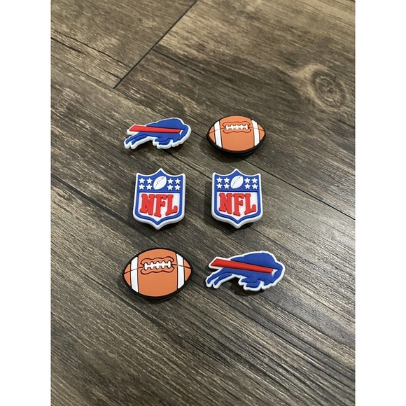 Buffalo Bills Football Team Charm For Crocs Shoe Charms - 6 Pieces - Picture 1 of 1